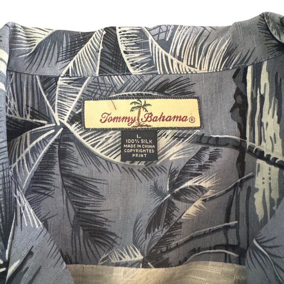 Tommy Bahama Men's Blue Palm Tree 100% Silk Button Down SS Shirt, Size L - Picture 4 of 6